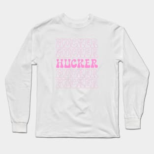 Hucker Retro Repeat Pink Long Sleeve T-Shirt